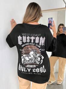 Flirla 大碼T恤 - 黑色 - 查看 5