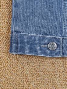 Cậu bé Tween Đồ họa Chữ cái Túi có nắp Áo khoác denim Without Tee - Rửa trung bình - Xem 8