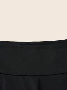 SHEIN LUNE 大碼荷葉邊下擺腰二合一緊身打底褲 - 黑色 - 查看 3