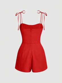 SHEIN MOD Mono de tirantes de hombros con cordón pecho con fruncido