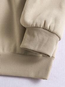 INAWLY 加卡通人物圖案保暖襯裡運動衫 - 卡其色 - 查看 4