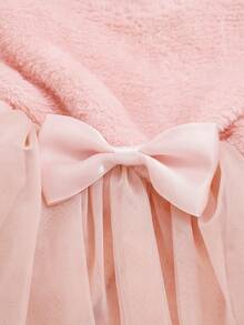 SHEIN 女嬰前蝴蝶結網紗邊洋裝 - 粉色 - 查看 6