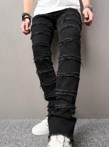 Manfinity Roughcore Hombres Jeans ajustados ribete crudo