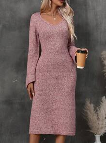 SHEIN Clasi 女士毛衣連衣裙 - 棕色 - 查看 4