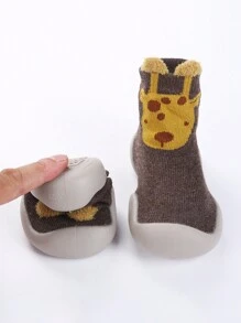 1pair Infant Soft-sole Anti-slip Indoor Floor Socks Shoes, Original Cartoon Animal Design, Cute Baby Athletic Sneakers