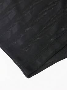 男士條紋圖案網紗平角內褲 - 黑色 - 查看 5