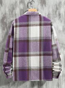 Manfinity Homme Men Plaid Print Overcoat - Purple - View 2