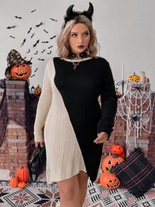 PUNK Plus Two Tone Sweater Dress - Multicolor - View 1