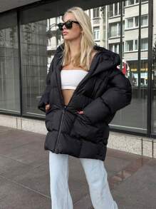 EURMUSE Zip Up Hooded Puffer Coat