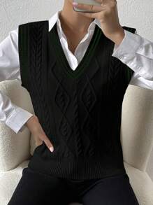 EMERY ROSE 麻花編織毛衣背心不帶襯衫