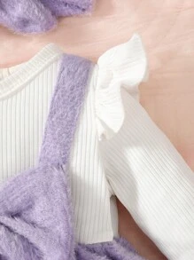 Baby Girl Ruffle Trim Bow Front 2 In 1 Dress & Headband - Multicolor - View 5