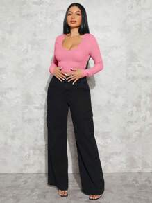 SHEIN SXY Camiseta crop de cuello scoop - Rosa - Ver 6