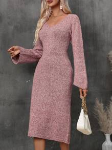 SHEIN Clasi 女士毛衣連衣裙 - 棕色 - 查看 5