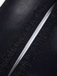 Tween Boy Bleach Wash Straight Leg Jeans - Black - View 3