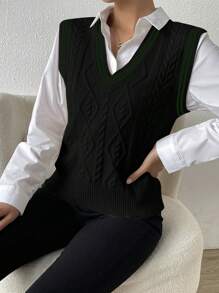 EMERY ROSE 麻花編織毛衣背心不帶襯衫