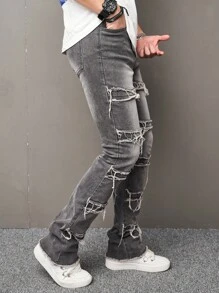 Manfinity LEGND Men Raw Hem Skinny Jeans - Light Grey - View 6