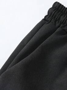 Manfinity Homme Men Solid Shirt & Drawstring Waist Pants Without Tee - Black - View 7