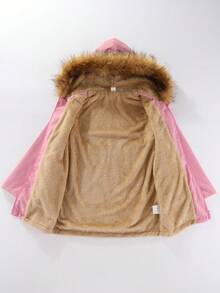 SHEIN Cô gái ( Nhỏ bé ) Áo trùm đầu Với Vòng cổ - Hồng - Xem 3