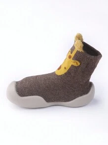 1pair Infant Soft-sole Anti-slip Indoor Floor Socks Shoes, Original Cartoon Animal Design, Cute Baby Athletic Sneakers
