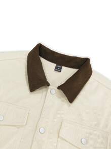 Manfinity Homme Men's Loose Fit Contrast Collar Drop Shoulder Jacket With Flap Pockets - Apricot - View 6
