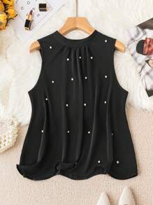 Celure Hơn Ngọc trai đính cườm Không tay Áo - màu đen - Xem 1