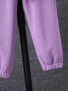 Sparklyn 女大童字母圖案學院風夾克和運動褲不帶T恤 - 淡紫色 - 查看 5