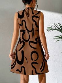 Breezaya Allover Print Mock Neck Tunic Dress