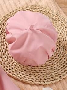 SHEIN Cô Gái Trẻ Viền Ruffle Đôi ngực tay áo lá sen Đầm & Mũ - Hồng - Xem 5