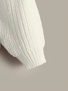 Toddler Girls Cable Knit High Low Jumper - White - View 5