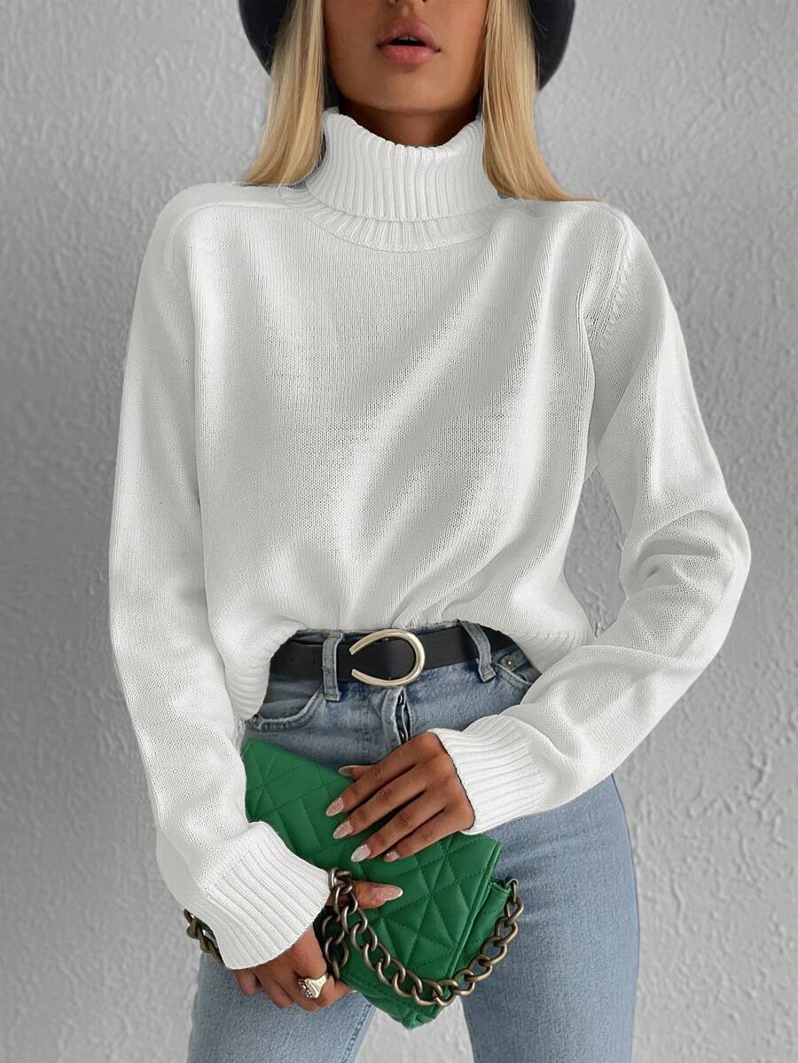 Cloudara Solid Turtleneck Sweater - 白色 - 查看 1
