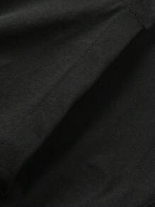 Manfinity Homme 男士字母補丁細節拉鍊連帽夾克 - 黑色 - 查看 8