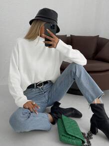 Cloudara Solid Turtleneck Sweater - 白色 - 查看 6