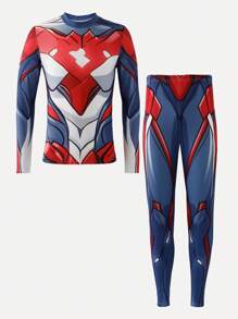 Manfinity Men Graphic Tee & Leggings - Blue - View 1