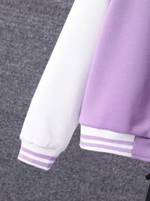 Sparklyn 女大童字母圖案學院風夾克和運動褲不帶T恤 - 淡紫色 - 查看 4