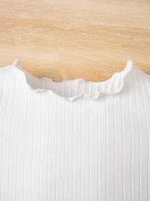 SHEIN 2pcs Baby Girl Casual Ruffle Trim Round Neck Short Sleeve T-Shirt And Elastic Waist Floral Shorts Set, Suitable For Summer - Multicolor - View 5