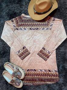 Lông vũ & In Địa lý Hem cao thấp Áo thun - Nhiều màu - Xem 2