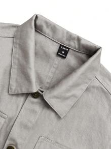 Manfinity Homme Loose Men's Flap Pocket And Patch Detail Jacket - Light Grey - View 6