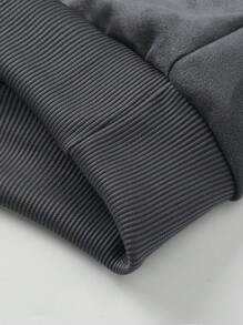 Manfinity Homme 男士寬鬆長袖字母凹凸感運動衫 - 深灰色 - 查看 5