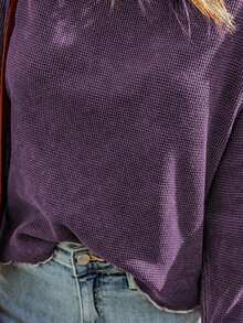 Contrast Binding Raglan Sleeve Tee - Purple - View 6
