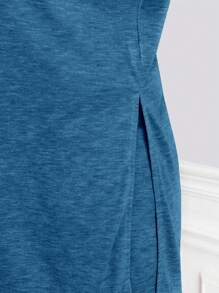 SHEIN Frenchy Plus Batwing Sleeve Tee & Shorts - Blue - View 6
