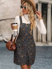 SHEIN Unity 滿版印花拉鏈開襟背帶洋裝無毛衣 - 彩色 - 查看 3