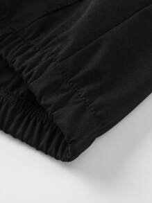 Manfinity Homme 男士字母補丁細節拉鍊連帽夾克 - 黑色 - 查看 5