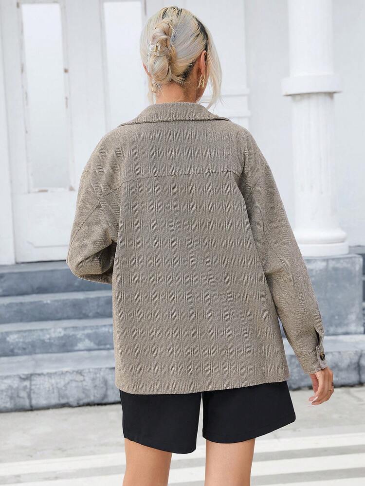 Flap Pocket Drop Shoulder Coat