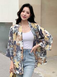 DAZY 滿版印花開門襟襯衫