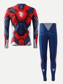 Manfinity Men Graphic Tee & Leggings - Blue - View 2