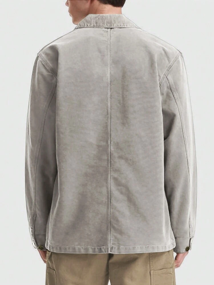 Loose Men's Flap Pocket And Patch Detail Jacket