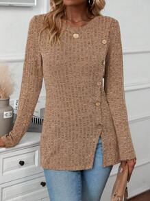 SHEIN LUNE 女士T恤 - 杏色 - 查看 1