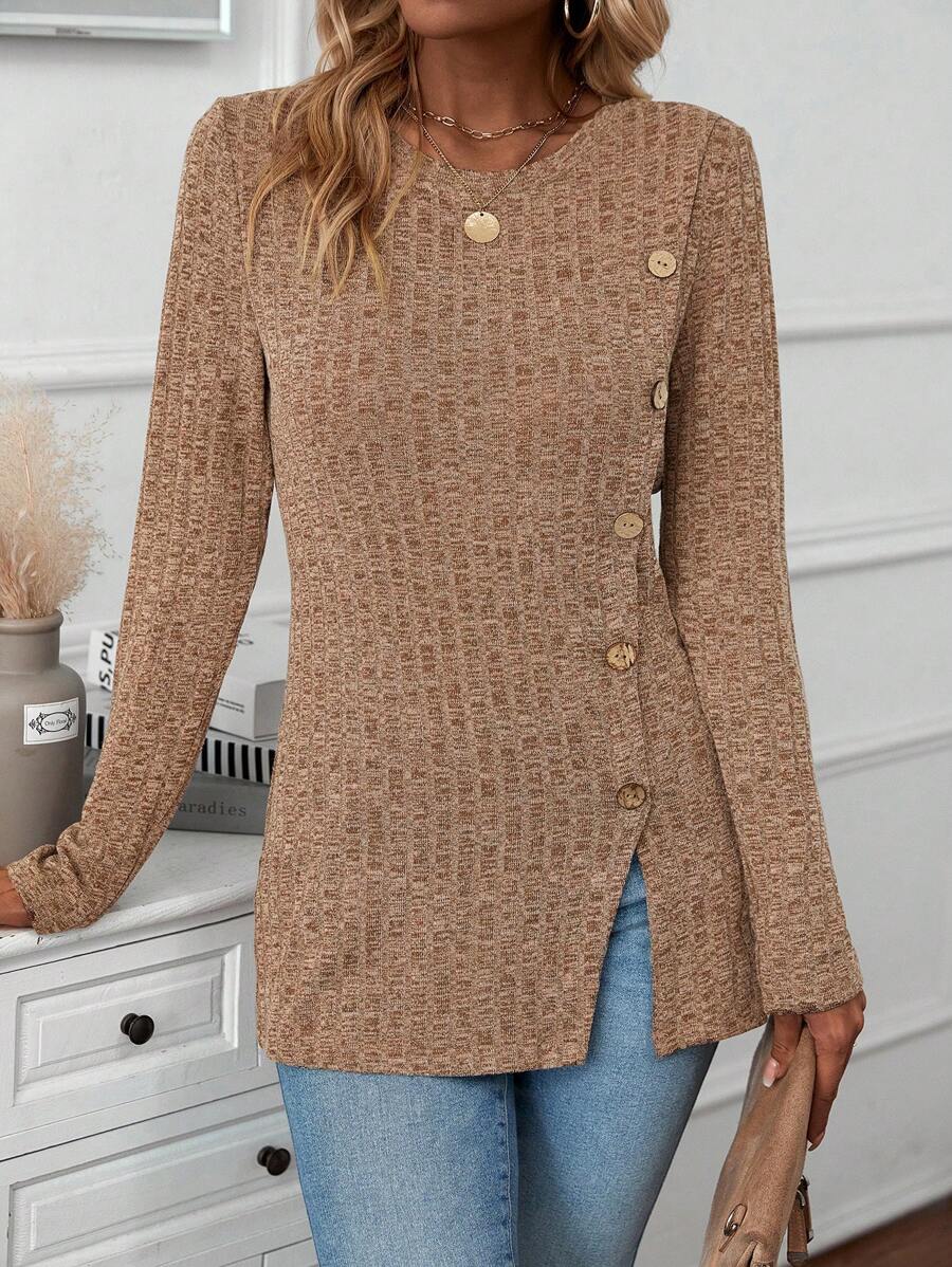 SHEIN LUNE 女士T恤 - 杏色 - 查看 1