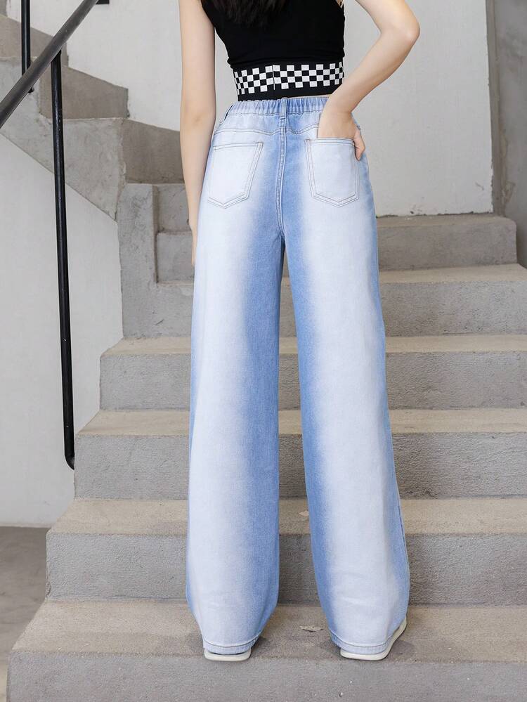 Teen Girl Slant Pocket Wide Leg Jeans