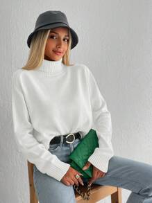 Cloudara Solid Turtleneck Sweater - 白色 - 查看 5